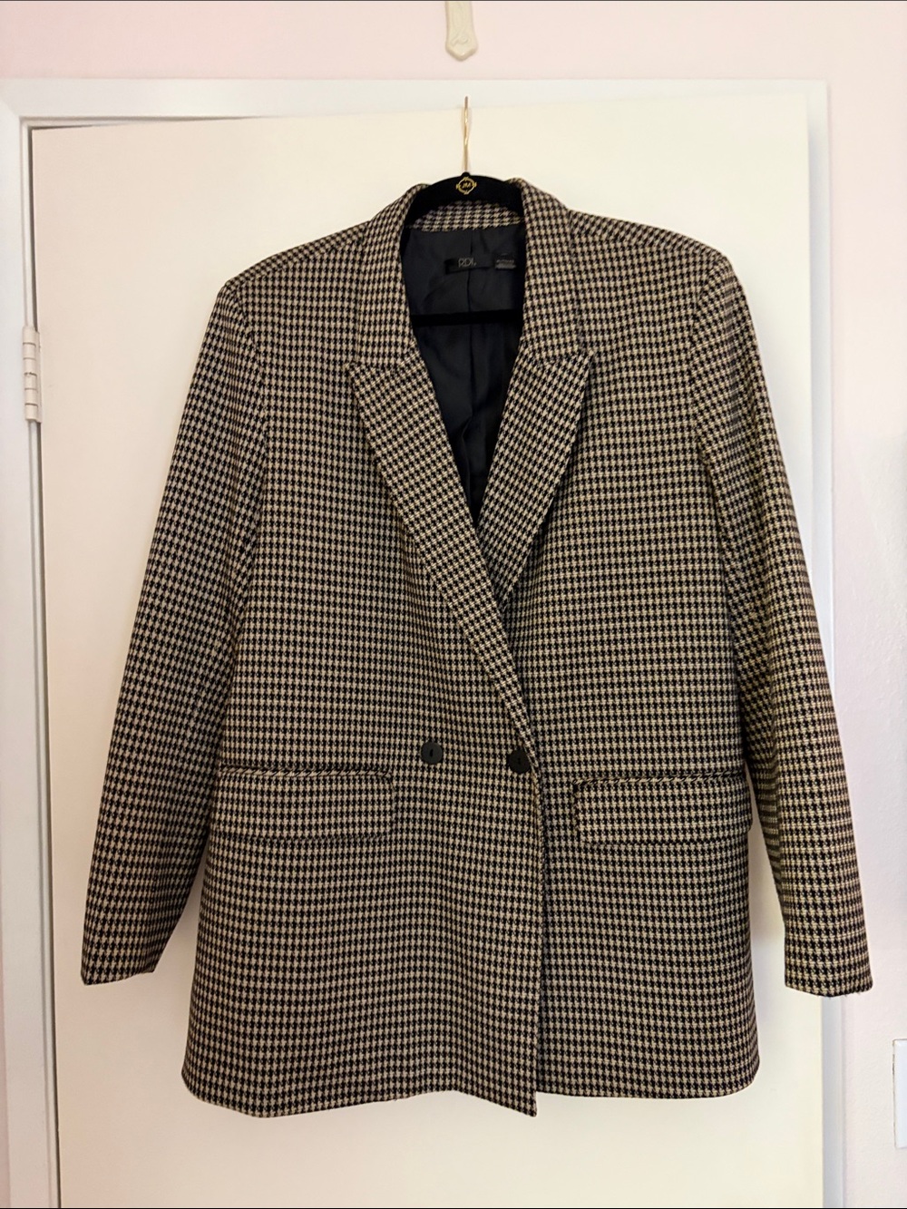 RDI Houndstooth Double-Breasted Blazer - Black & Cream